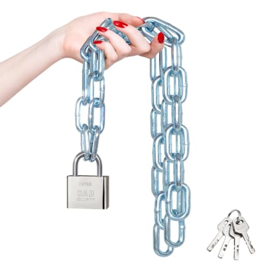 Bicycle Chain - ヘビーデューティ 39 インチ 8mm 亜鉛メッキ防錆および盗難防止セキュリティチェーン、南京錠付き、安全なバイク、自転車、スクーター、オートバイ用