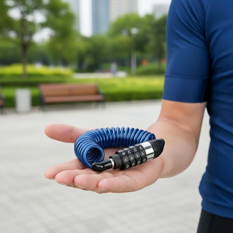 Bicycle Chain - 新型バイク・自転車用盗難防止チェーン 4桁パスワード式コンビネーションヘルメットロック 安全ポータブルケーブルロック 耐久性のあるワイヤーロープ
