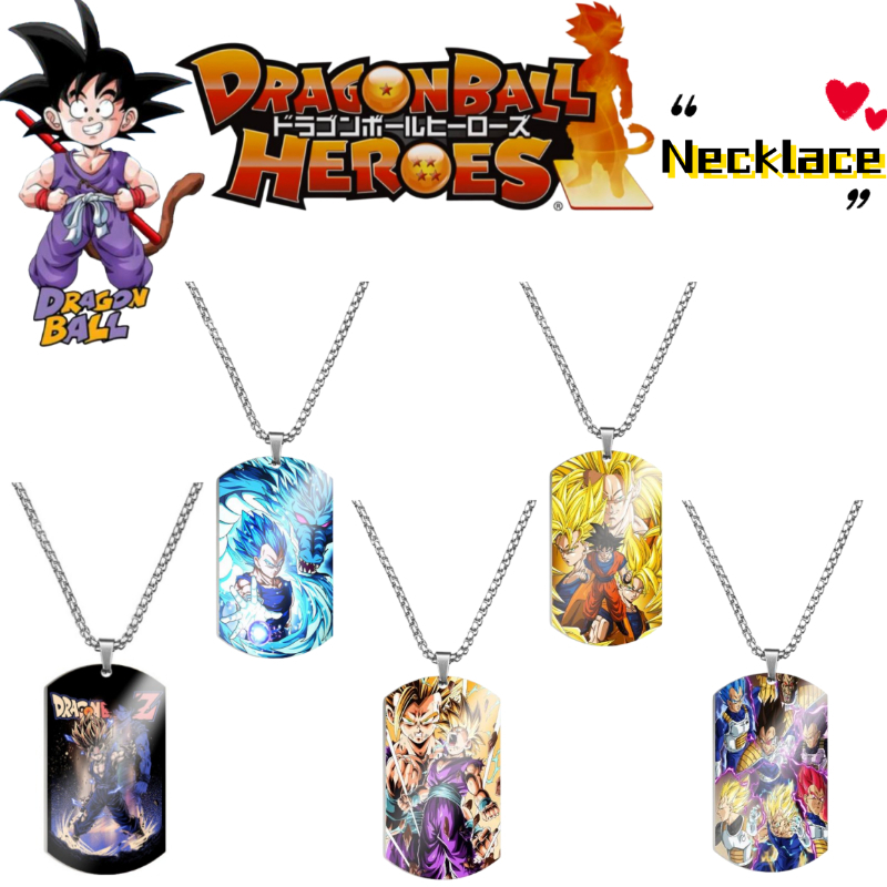 Steel Chain - ドラゴンボール 孫悟飯 魔人ブウ ファッションメタルネックレス 男女兼用 高級カラープリントステンレスビーズチェーン