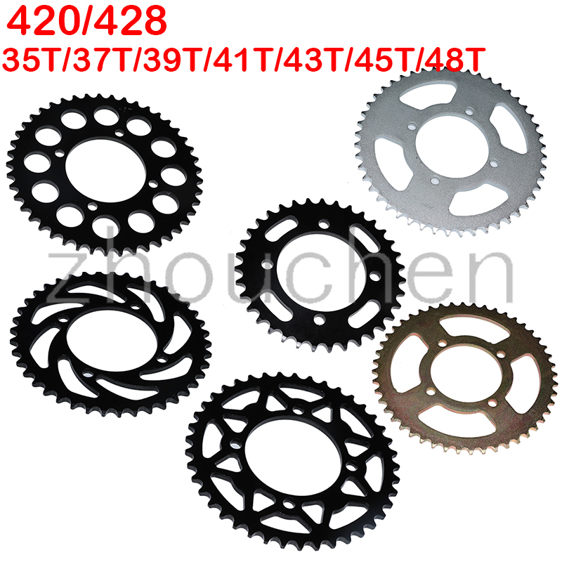 428 Chain - モーターサイクル後輪用チェーンスプロケット,420/428 76mmチェーン,35t,37t,39t,41t,43t,45t,48t,110cc,125cc,140cc,モペット用