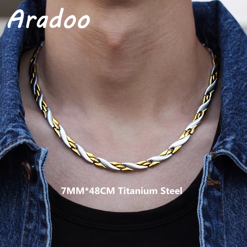 Ansi Chain - ARADOO チタン鋼ドラゴンパターンネックレスアニオン抗放射線磁気痩身ネックレスステンレス鋼の首輪