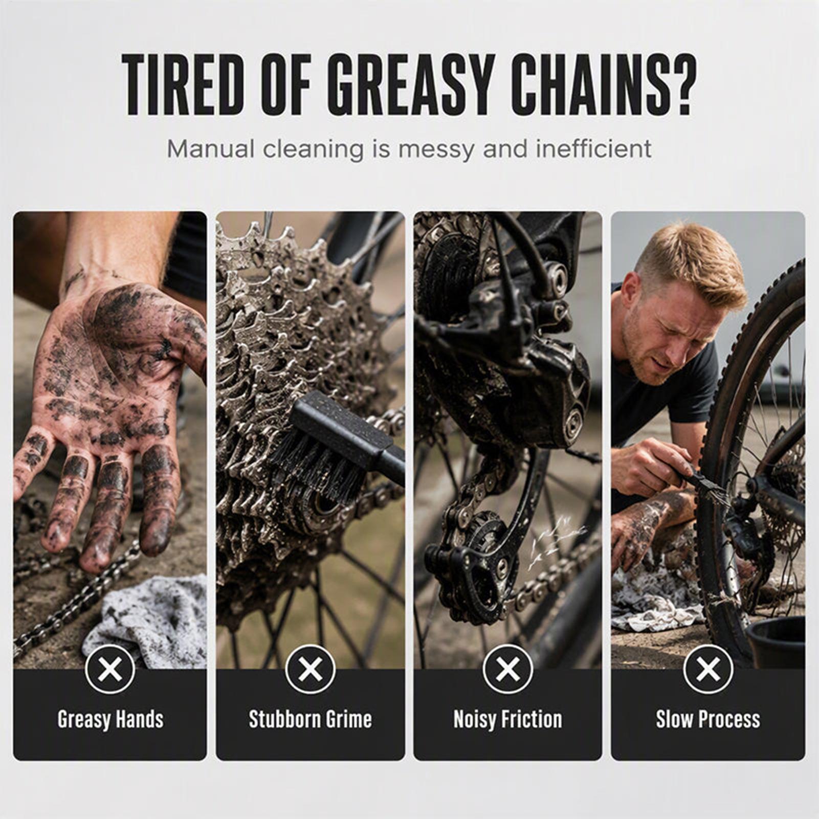 Bicycle Chain - 自転車用チェーンクリーナー。サイクリング用ドライブトレインメンテナンス用。ガレージ、ワークショップ、自宅、ツーリング、通勤時に使用できるチェーンクリーナー。
