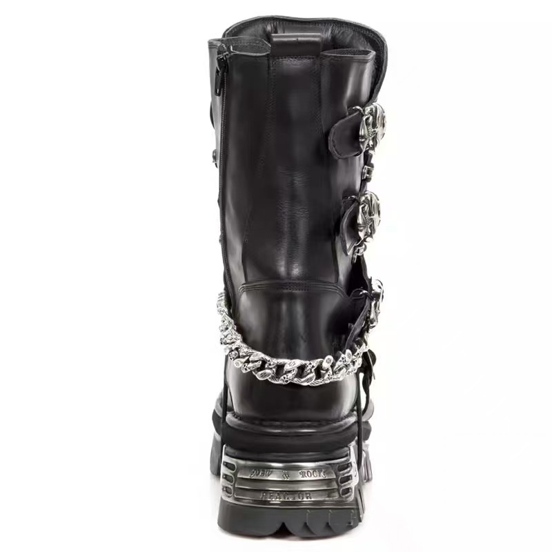 ファッションメンズ本革オートバイブーツゴススカルパンク新ユニ - Motorcycle Chain のレビューと価格
